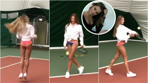 Mỹ nhân 21 tuổi mặc nội y chơi tennis