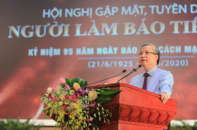 Thường trực Ban Bí thư Trần Quốc Vượng đã bày tỏ sự lớn mạnh của đội ngũ báo chí cách mạng Việt Nam