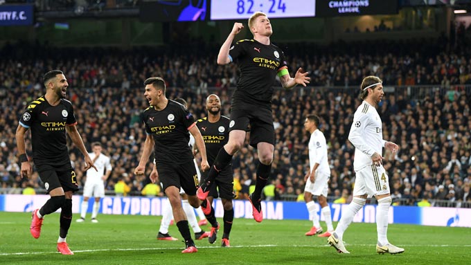 Man City giành thắng lợi 2-1 trên sân của Real ở lượt đi vòng 1/8 Champions League
