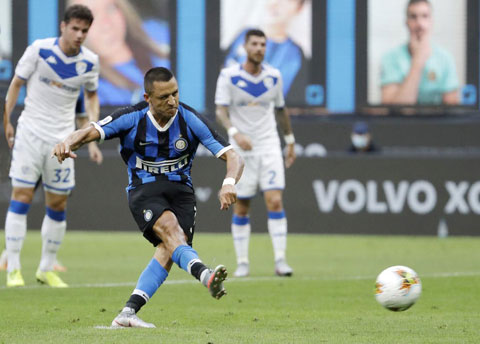 Alexis Sanchez ghi 1 bàn và kiến tạo 2 bàn giúp Inter hạ Brescia 6-0