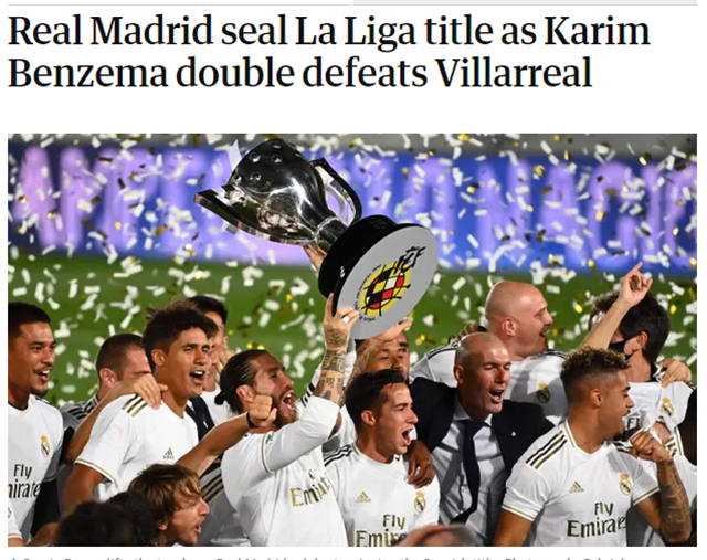 Tờ Guardian: Real vô địch Real nhờ cú đúp của Benzema vào lưới Villarreal