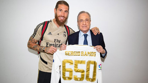 Ramos cán mốc 100 bàn thắng ở trận thứ 650 cho Real