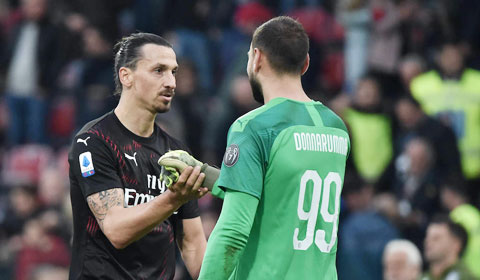 Ibrahimovic và Donnarumma (phải) vẫn rất hữu ích với Milan