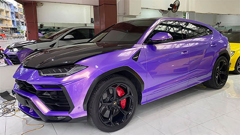 Lamborghini Urus từng thuộc sở hữu của Minh 'nhựa' lột xác với màu tím cực độc