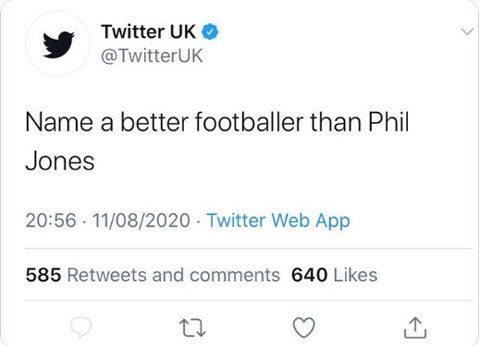 Twitter khiến M.U nổi điên vì chế nhạo Phil Jones