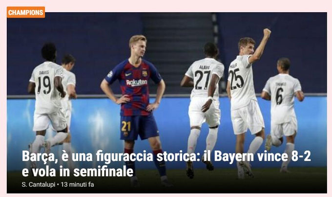 Barca đã nhận một thất bại lịch sử trước Bayern