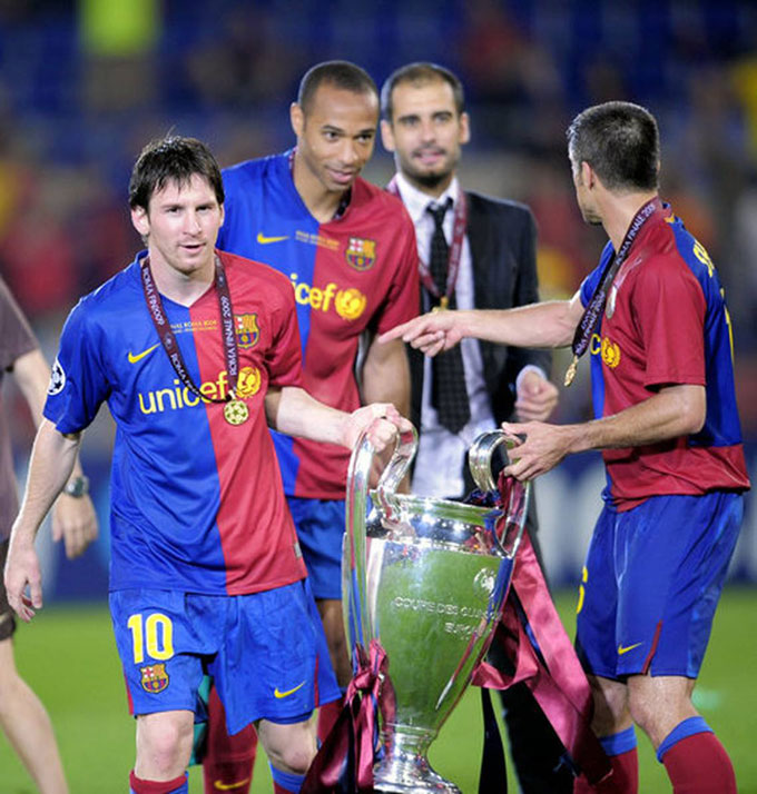 Pep và Messi từng 2 lần giành chức vô địch Champions League tại Barca
