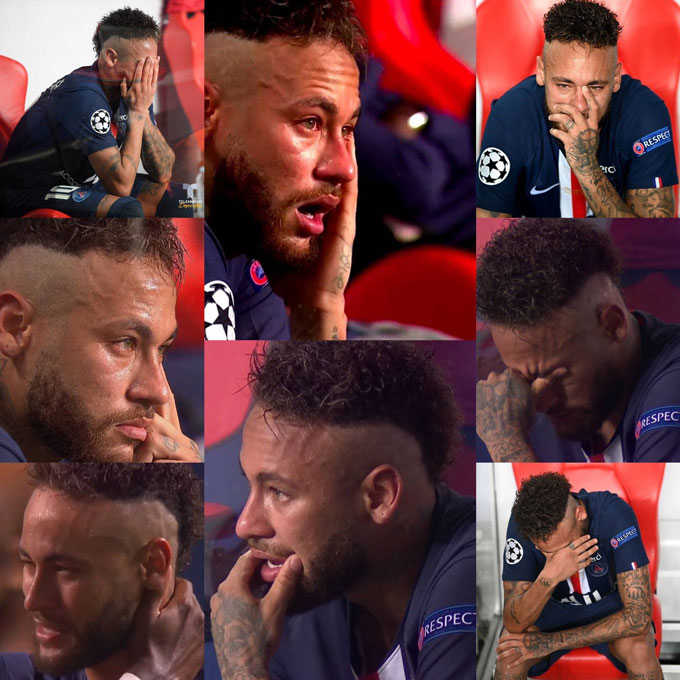 Những giọt nước mắt đã lăn dài trên mặt Neymar khi anh thất bại trong việc đưa PSG giành chức vô địch Champions League