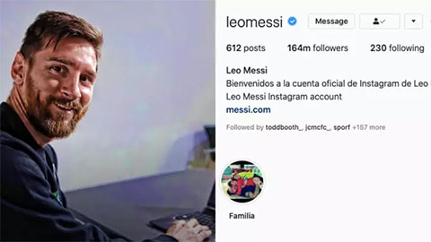 Messi chỉ theo dõi Barca cùng 3 CLB khác trên Instagram
