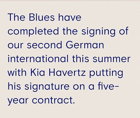 Kai Havertz được đội ngũ truyền thông Chelsea gọi là "Kia" Havertz