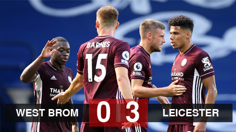 Kết quả West Brom 0-3 Leicester: Vardy lập cú đúp, Leicester chia ngôi đầu với Arsenal