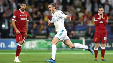 Bale (áo sáng) là chuyên gia ghi bàn ở những trận đấu lớn, như trận chung kết Champions League 2018 với Liverpool