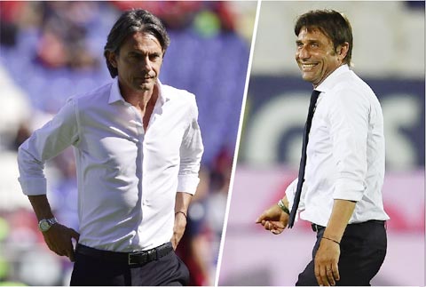 Khi còn thi đấu, Inzaghi và Conte (phải) từng có những năm tháng vô cùng đẹp trong màu áo Juventus