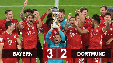 Kết quả Bayern 3-2 Dortmund: Hùm xám đăng quang Siêu cúp Đức