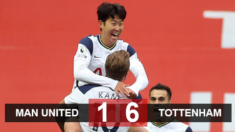 M.U 1-6 Tottenham: Martial nhận thẻ đỏ, Son và Kane hủy diệt Man United