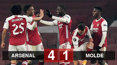 Kết quả Arsenal 4-1 Molde: Đội khách thi nhau phản lưới, Arsenal đặt 1 chân vào vòng knock-out Kết quả Arsenal 4-1 Molde: Đội khách thi nhau phản lưới, Arsenal đặt 1 chân vào vòng knock-out