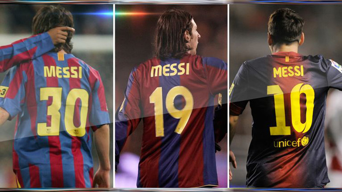 Messi từng mặc áo số 30 và 19 trước khi chuyển sang áo số 10