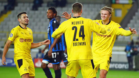 Một Haaland (bìa phải) phong độ cực cao đảm bảo cho Dortmund lại có chiến thắng đậm trước Brugge
