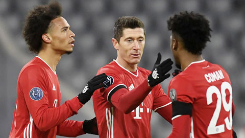 Sane (trái), Lewandowski (giữa) và Coman là 3 cầu thủ đã ghi bàn cho Bayern trước Salzburg rạng sáng qua