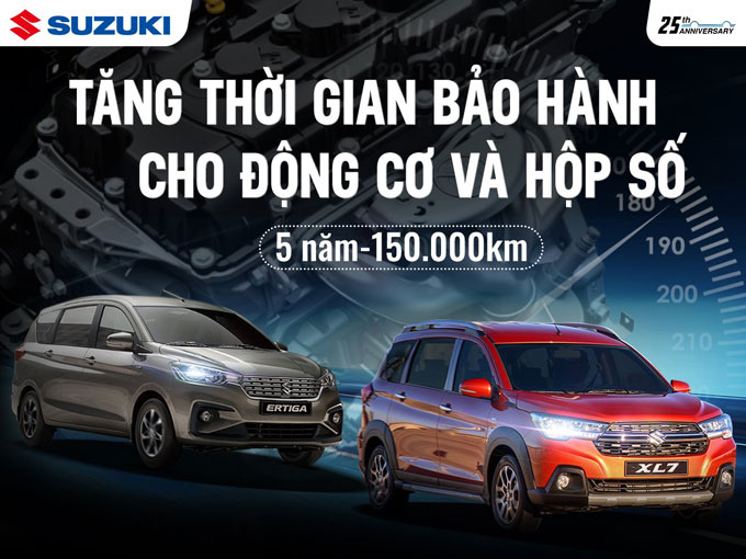 Suzuki mở rộng thời hạn bảo hành hộp số và động cơ cho Ertiga mới và XL7 hoàn toàn mới lên 5 năm hoặc 150.000km