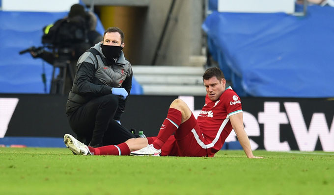 Milner là ngôi sao mới nhất của Liverpool gặp chấn thương