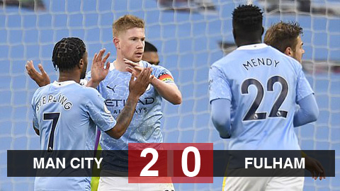 Kết quả Man City 2-0 Fulham: Sterling và De Bruyne đưa Man City tiếp cận top 4