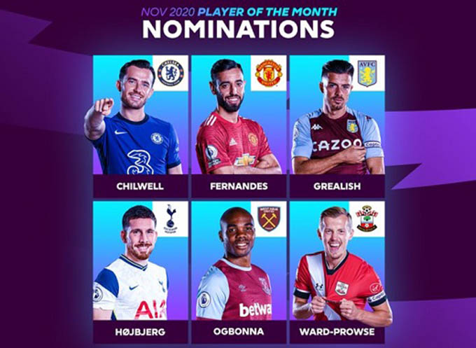 Đề cử giải cầu thủ hay nhất Premier League tháng 11