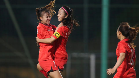 Các cầu thủ nữ U19 ăn mừng bàn thắng  Ảnh: Phan Tùng