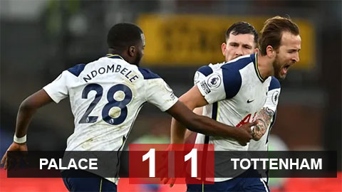 Kết quả Crystal Palace 1-1 Tottenham: Kane chưa đủ Son