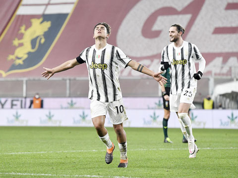 Dybala ăn mừng bàn mở tỷ số cho Juve trong trận thắng Genoa đêm Chủ nhật vừa qua