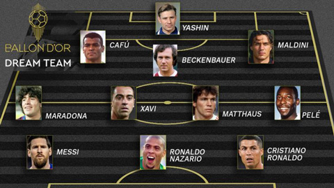 Ronaldo, Messi góp mặt vào đội hình Quả bóng vàng mọi thời đại Ronaldo, Messi góp mặt vào đội hình Quả bóng vàng mọi thời đại