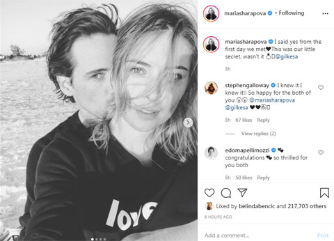 Sharapova và bạn trai đính hôn sau hai năm hẹn hò