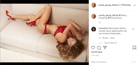 Tấm ảnh khoe vóc dáng gợi cảm của Camila Giorgi đã nhận được hàng chục ngàn lượt thích trên Instagram