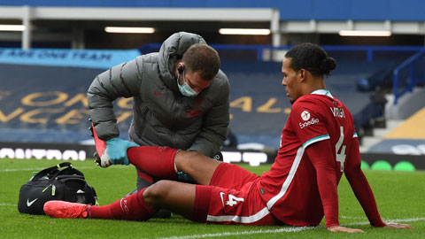 Van Dijk, trung vệ số 1 của Liverpool, phải nghỉ cả mùa này vì chấn thương