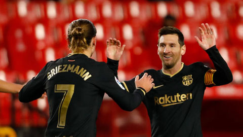 Griezmann và Messi mỗi người ghi 2 bàn để giúp Barca dội mưa gôn vào lưới Granada