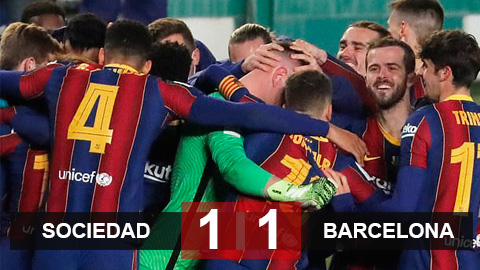 Kết quả Real Sociedad 1-1 Barcelona (pen: 2-3): Ter Stegen hóa người hùng đưa Barca vào chung kết Siêu cúp Tây Ban Nha Kết quả Real Sociedad 1-1 Barcelona (pen: 2-3): Ter Stegen hóa người hùng đưa Barca vào chung kết Siêu cúp Tây Ban Nha