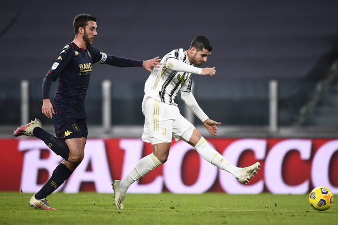 Morata ghi bàn mở tỷ số cho Juventus ở trận gặp Genoa