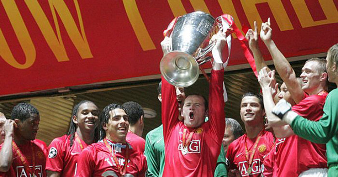 Năm 2008, Rooney lần đầu vô địch Champions League sau khi vượt qua Chelsea ở loạt đấu súng