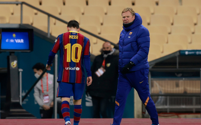Messi nhận thẻ đỏ ở trận Barca đấu với Bilbao tại Siêu cúp Tây Ban Nha 2020