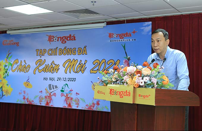 Phó Chủ tịch thường trực Trần Quốc Tuấn cho biết Thường trực BCH VFF đánh giá cao những đóng góp của Tạp chí Bóng đá vào thành công chung của bóng đá Việt Nam - Ảnh: Đức Cường