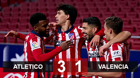 Kết quả Atletico 3-1 Valencia: Song sát Suarez và Joao Felix tỏa sáng Kết quả Atletico 3-1 Valencia: Song sát Suarez và Joao Felix tỏa sáng
