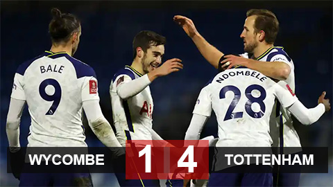 Kết quả Wycombe 1-4 Tottenham: Spurs vào vòng 5 FA Cup Kết quả Wycombe 1-4 Tottenham: Spurs vào vòng 5 FA Cup