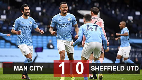 Kết quả Man City 1-0 Sheffield United: Man xanh củng cố ngôi đầu