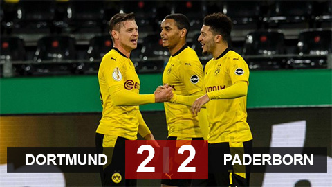 Kết quả Dortmund 3-2 Paderborn: Nhọc nhằn vào tứ kết cúp Quốc gia Đức