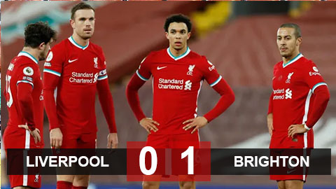 Liverpool 0-1 Brighton: Lại thua sốc trên sân nhà, Liverpool thất thế trong cuộc đua vô địch