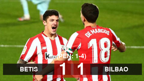 Kết quả Real Betis 1-1 (pen 1-4) Athletic Bilbao: Bilbao lọt vào bán kết cúp Nhà Vua
