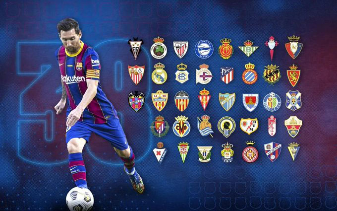 Messi đã phá lưới 38 đội bóng khác nhau tại La Liga