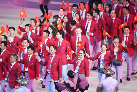 Đoàn thể thao Việt Nam tại SEA Games 30 	Ảnh: ĐỨC CƯỜNG