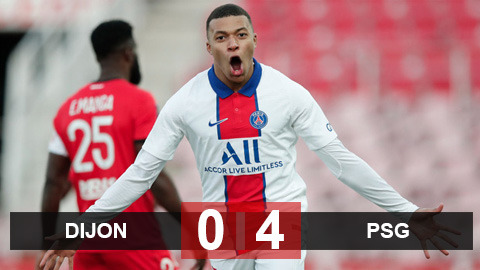 Dijon 0-4 PSG: Mbappe lập cú đúp, PSG áp sát đội đầu bảng Dijon 0-4 PSG: Mbappe lập cú đúp, PSG áp sát đội đầu bảng