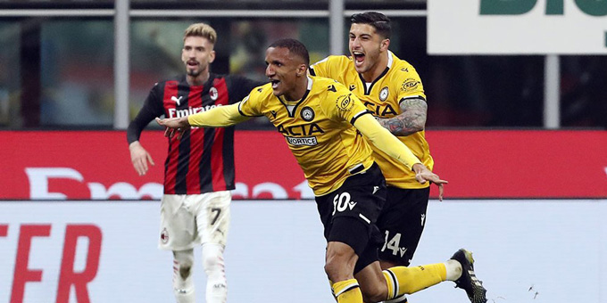 Becao mở tỷ số trận Milan vs Udinese ở phút 68